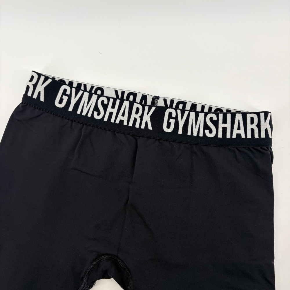 Gymshark Fit Seamless Leggings Black Branded Waistband Cropped Womens Large